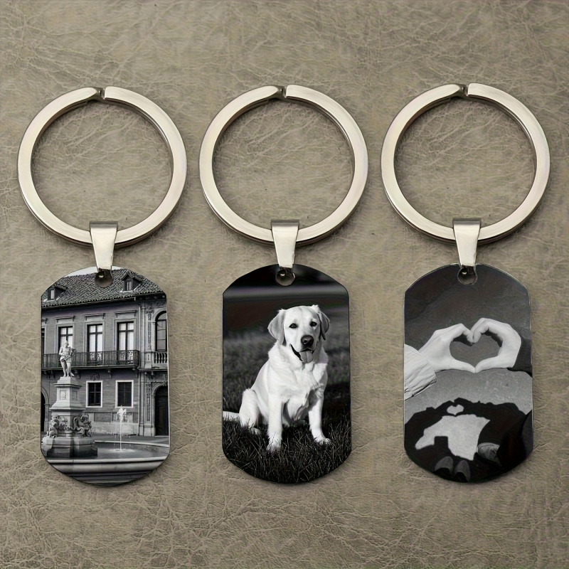 Photographic Memory - Personalisierter Foto-Schlüsselanhänger, Metall-Hundemarken-Schlüsselanhänger mit Bildgravur für