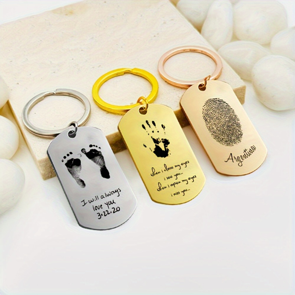 Photographic Memory - Baby-Fußabdrücke, Handflächen, Fingerabdrücke, individueller Schlüsselanhänger aus