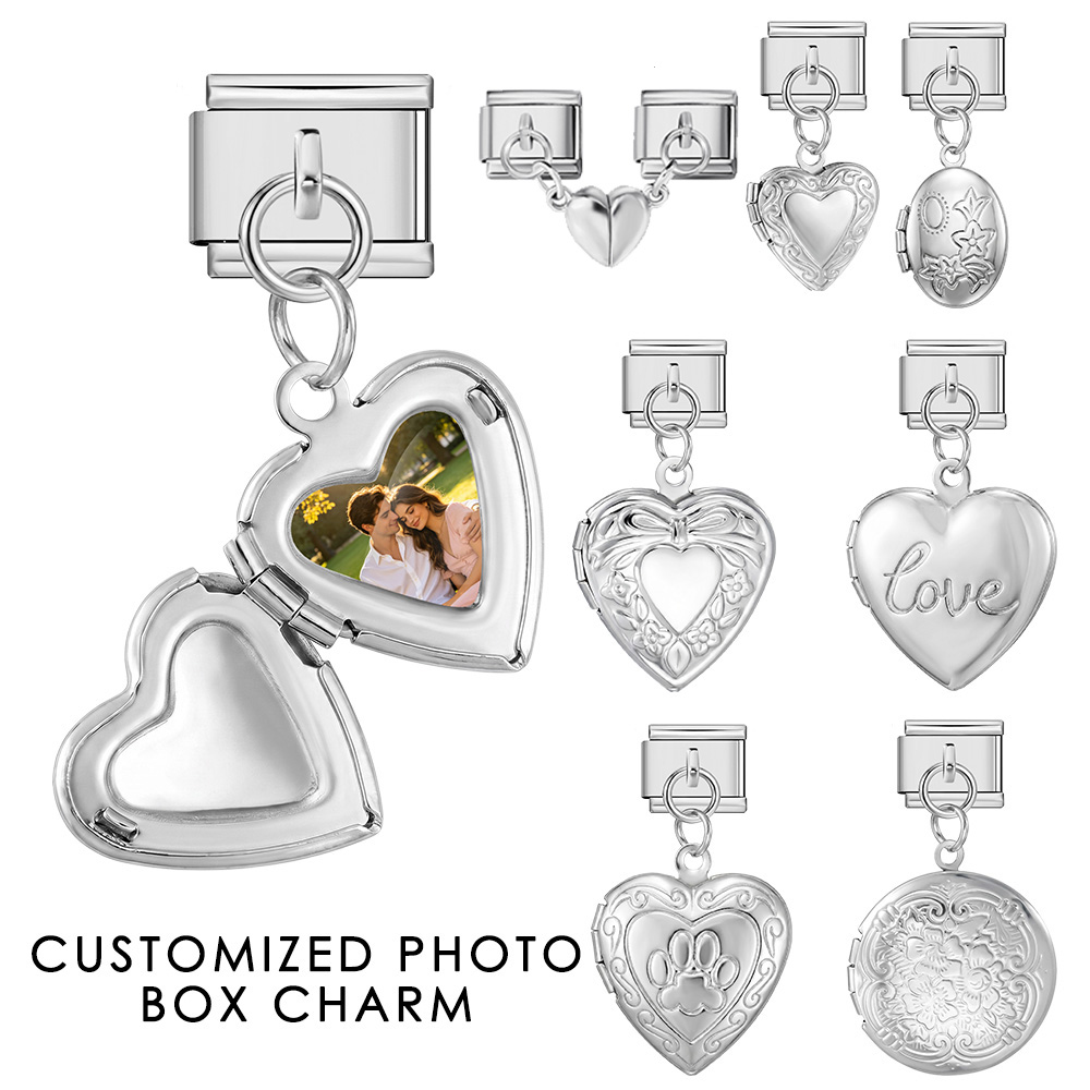 Photographic Memory - Personalisierter Bildanhänger zum Öffnen, italienischer Charm-Herzanhänger,
